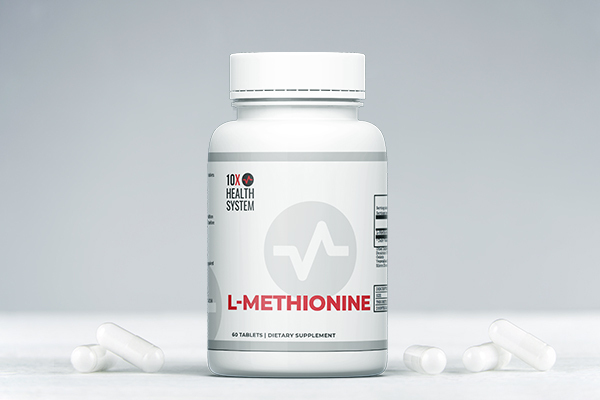 A bottle of L-Methionine Supplement from 10X Health System
