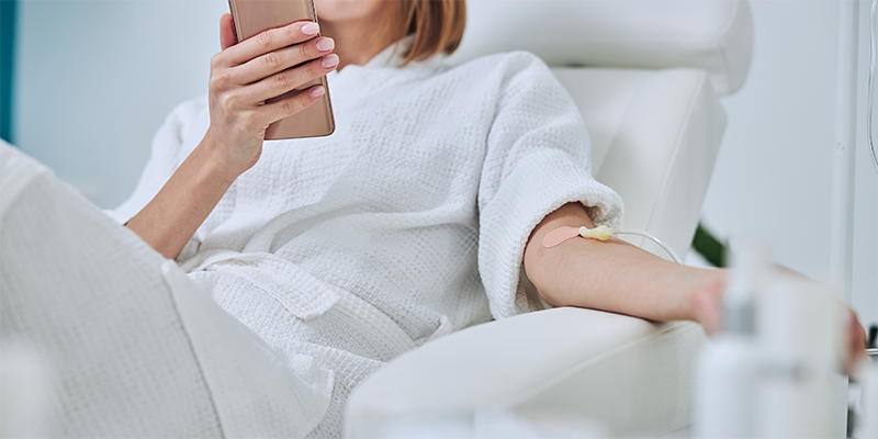 a client receiving 10X Health System IV therapy