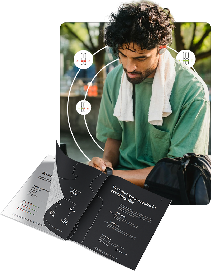 an athlete reviews his workout on his watch with the insights from his 10X Health System Precision Genetic Test an athlete reviews his workout on his watch with the insights from his 10X Health System Precision Genetic Test