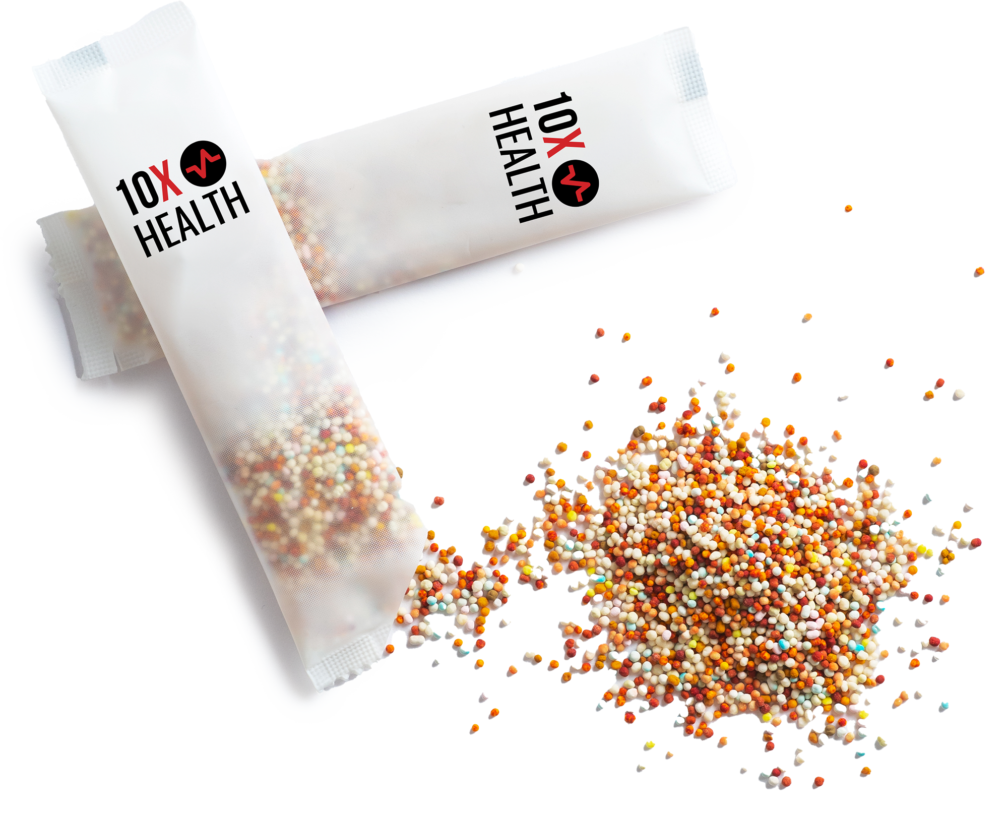 two sachets of 10X Health supplements two sachets of 10X Health supplements