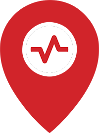 a map pin with the 10X Health icon in it